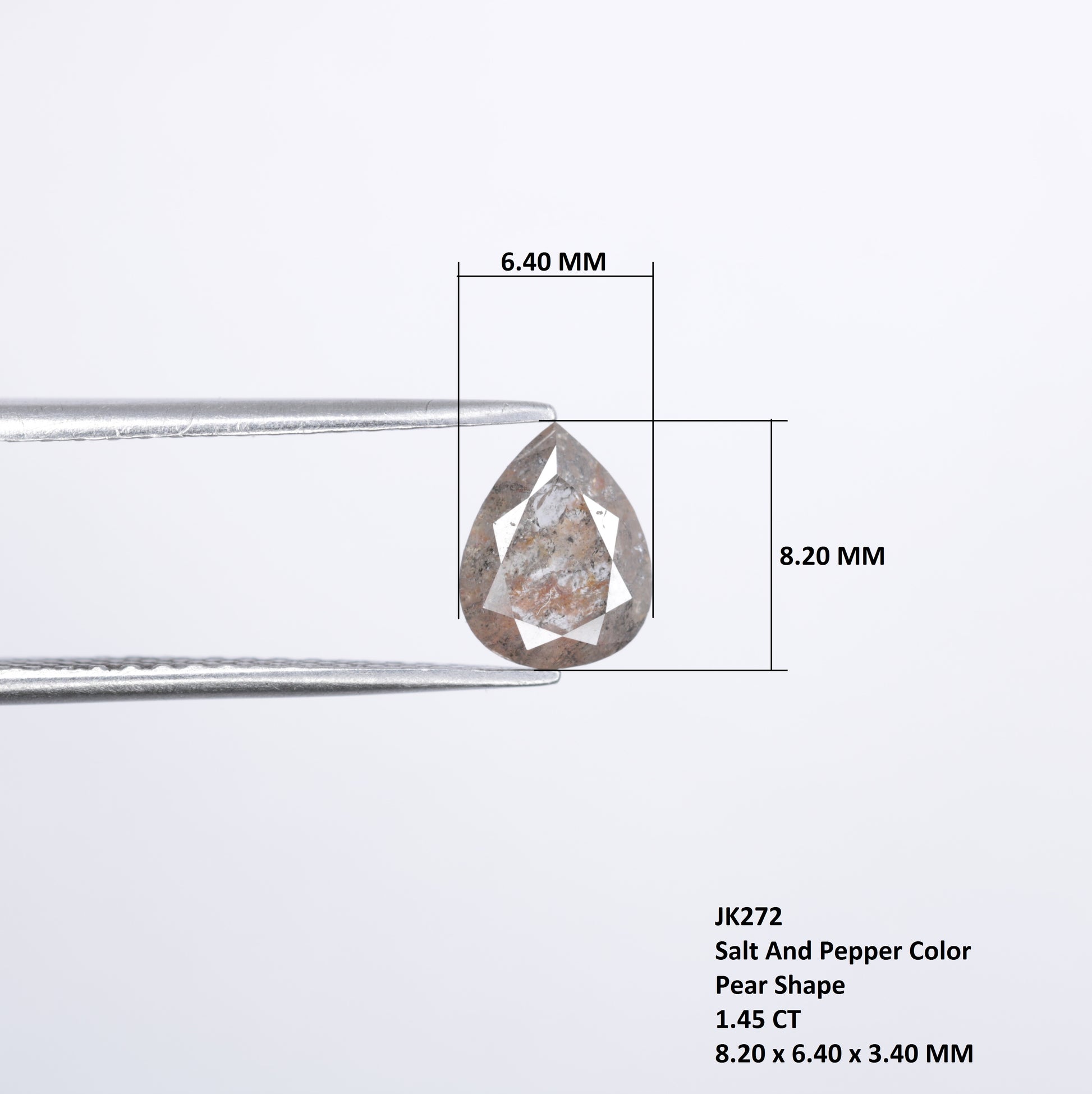 1.45 CT Pear Shape Natural Salt And Pepper Diamond For Wedding Anniversary Ring - JayKrishna Diamond