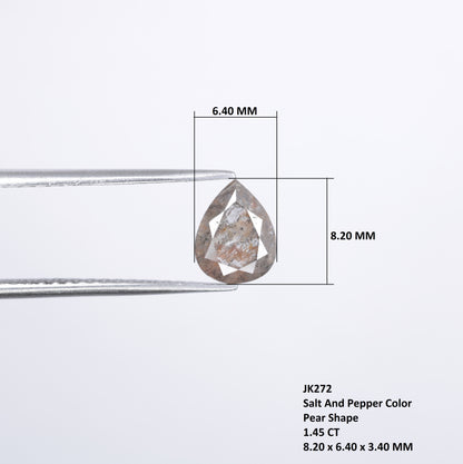 1.45 CT Pear Shape Natural Salt And Pepper Diamond For Wedding Anniversary Ring - JayKrishna Diamond