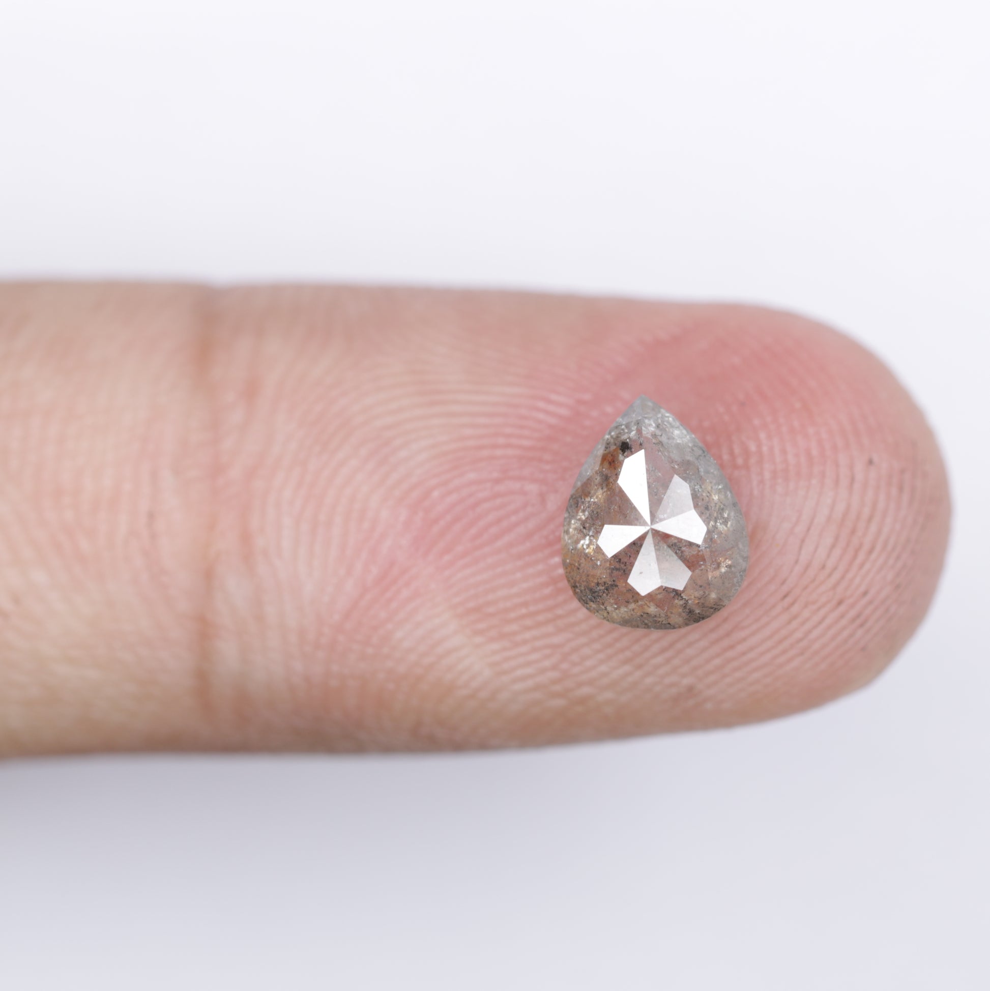 1.45 CT Pear Shape Natural Salt And Pepper Diamond For Wedding Anniversary Ring - JayKrishna Diamond