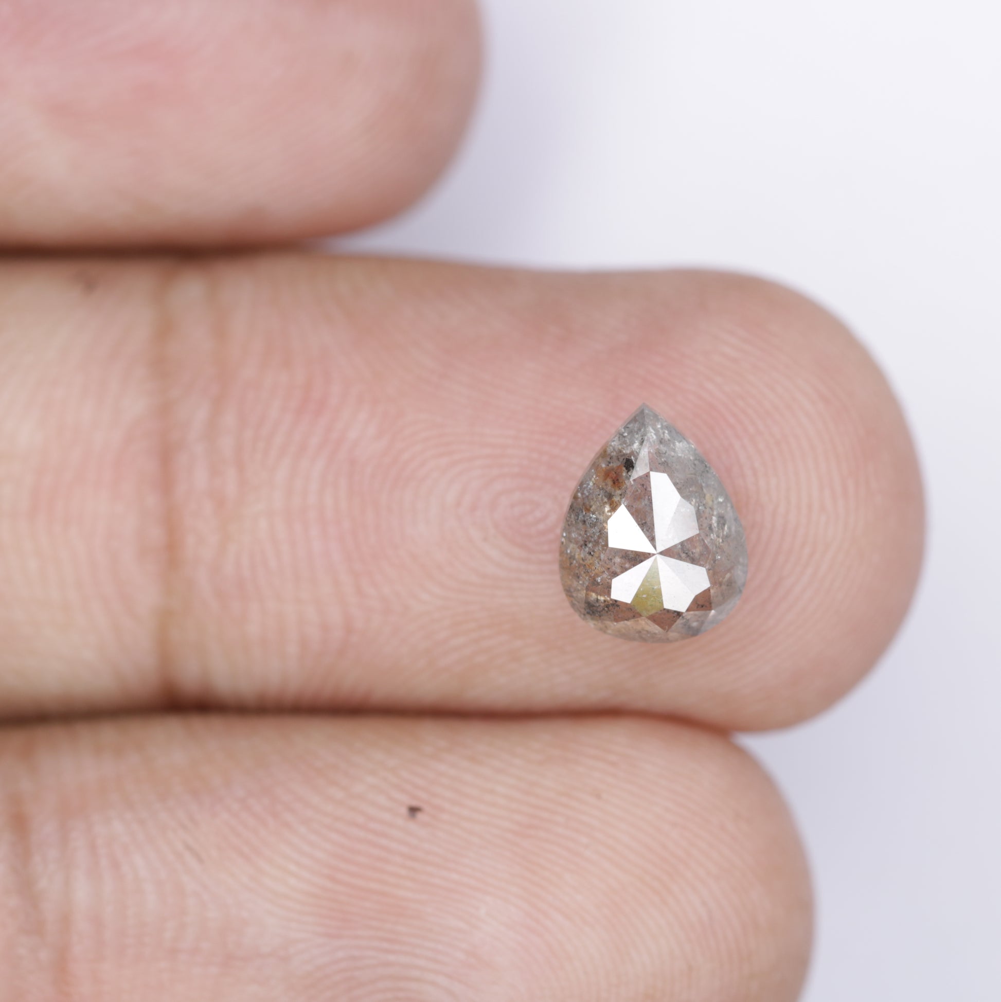 1.45 CT Pear Shape Natural Salt And Pepper Diamond For Wedding Anniversary Ring - JayKrishna Diamond