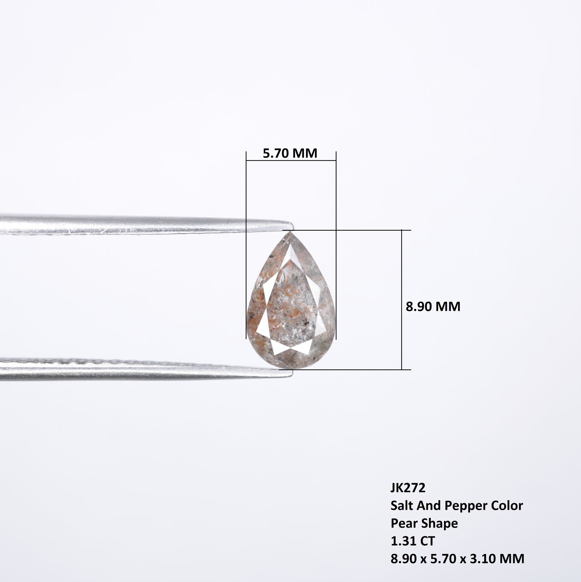 1.31 CT Fancy Pear Shape Salt And Pepper Diamond For Wedding Ring - JayKrishna Diamond
