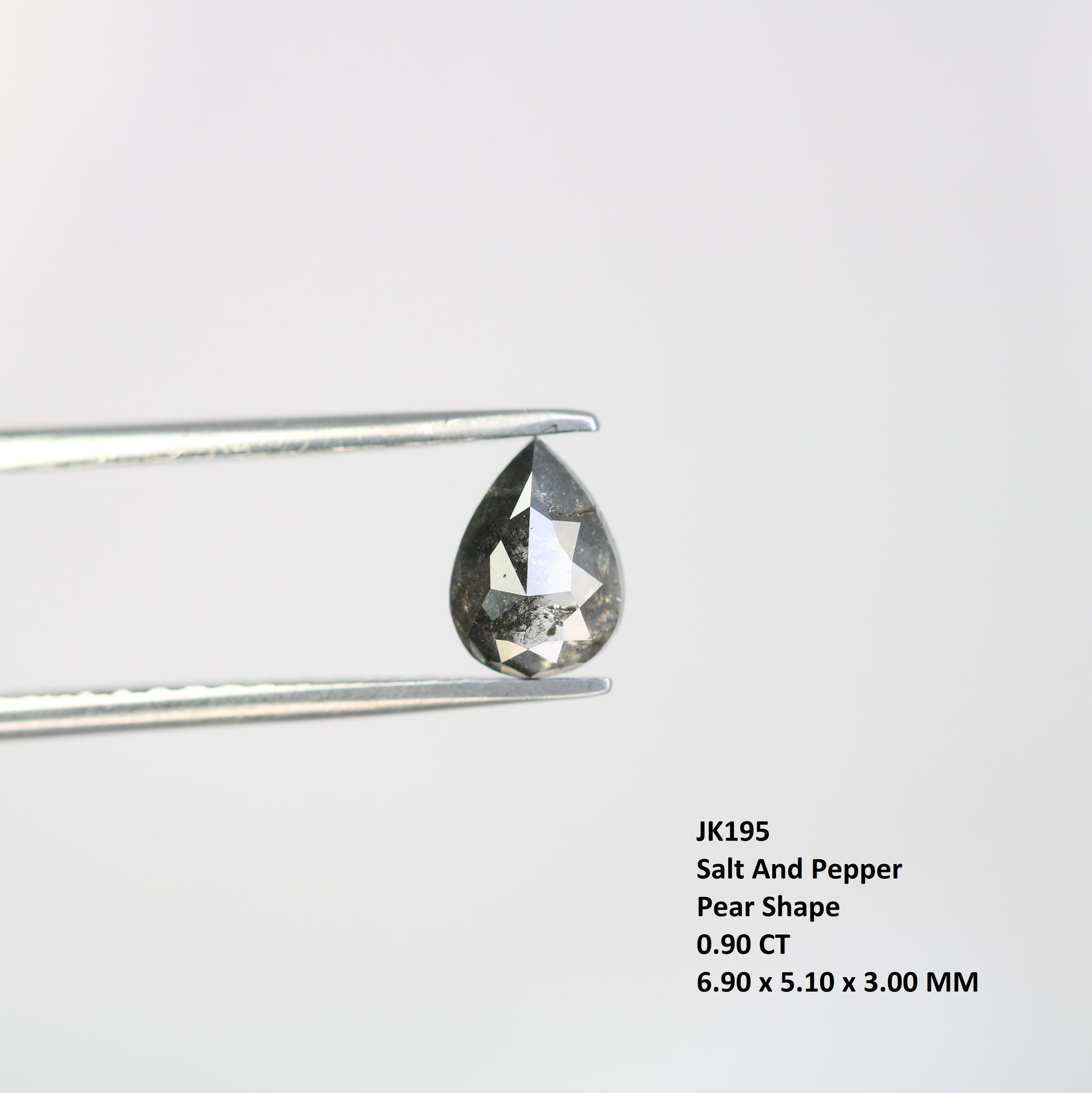 0.90 CT Salt And Pepper Loose Pear Cut Diamond For Engagement Ring - JayKrishna Diamond