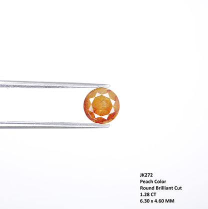 1.28 CT Natural Peach Round Brilliant Cut Diamond For Promise Ring - JayKrishna Diamond