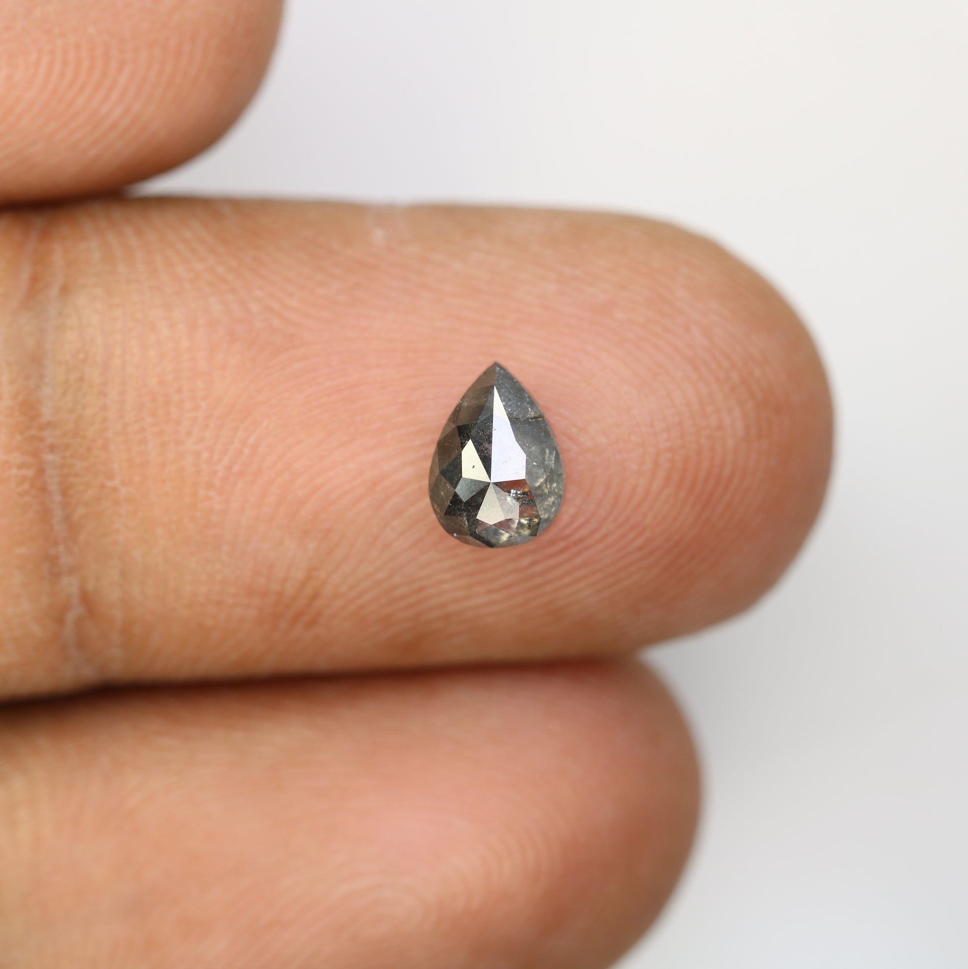 0.90 CT Salt And Pepper Loose Pear Cut Diamond For Engagement Ring - JayKrishna Diamond