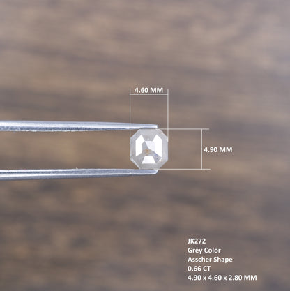 0.66 CT Unique Asscher Shape Natural Grey Diamond for Promise Ring - Distinctive Gemstone for Custom Jewelry Designs - JayKrishna Diamond