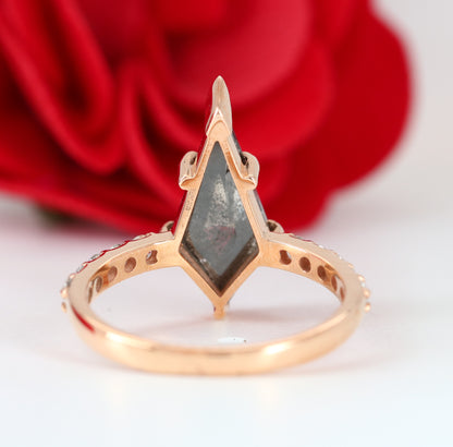 Loose Salt and Pepper Kite 14K Rose Gold Engagement Ring - JayKrishna Diamond