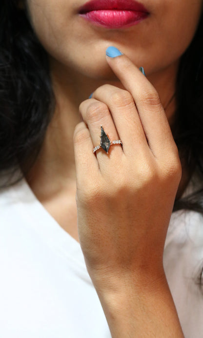 Loose Salt and Pepper Kite 14K Rose Gold Engagement Ring - JayKrishna Diamond
