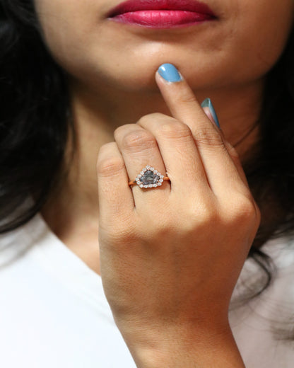 Loose Salt and Pepper Diamond Shape Rose Gold Engagement Ring - JayKrishna Diamond