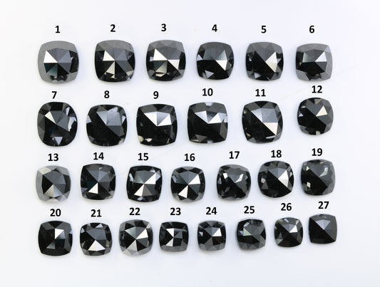 0.49 CT 1.92 CT Cushion Shape Natural Black Diamond For Engagement Ring - JayKrishna Diamond