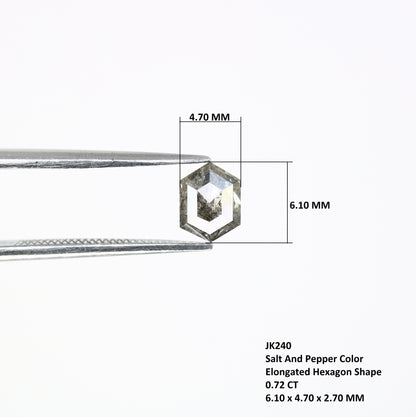 0.72 CT Salt And Pepper Elongated Hexagon Shape Natural Diamond For Engagement Ring - JayKrishna Diamond