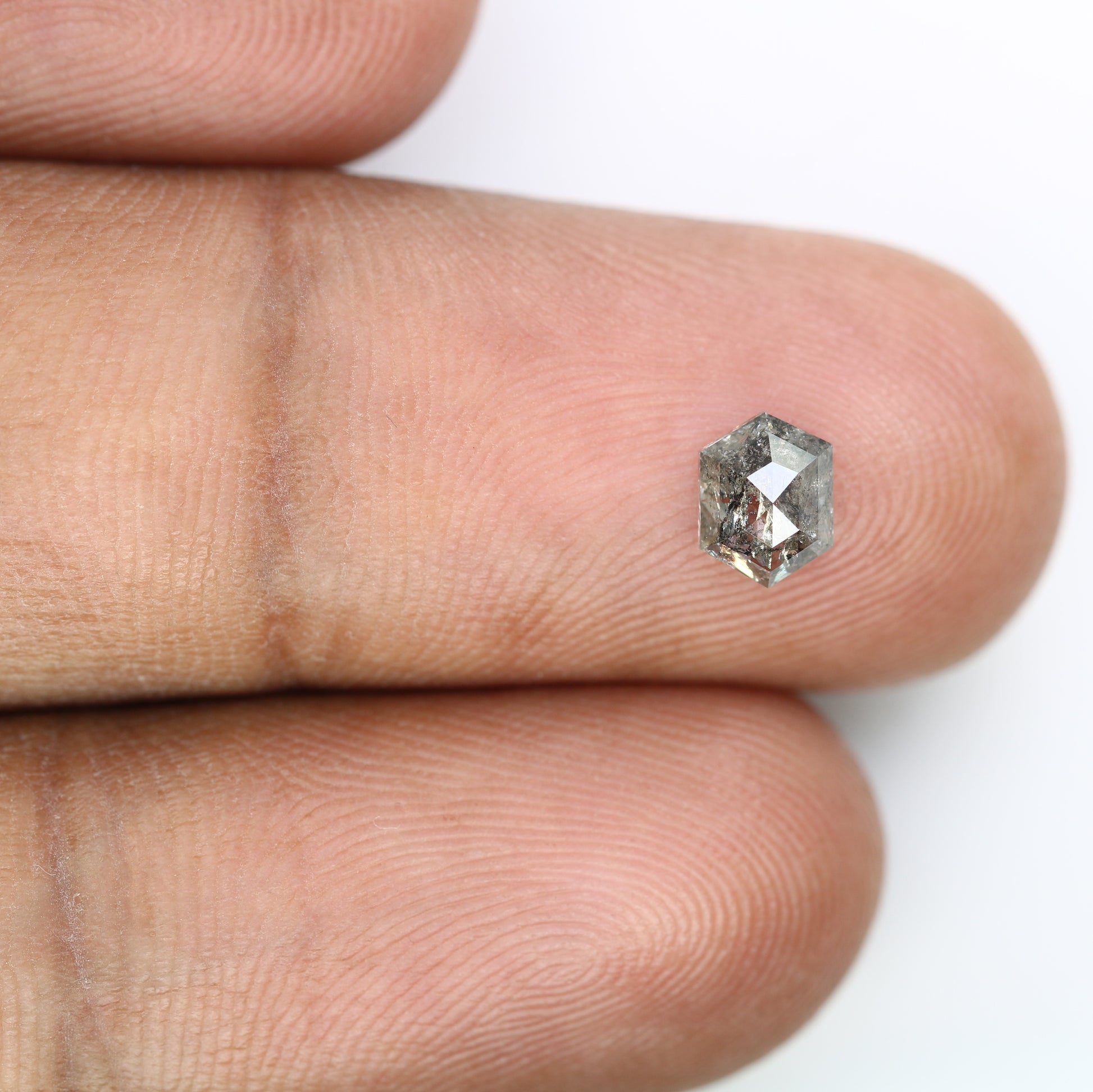 0.72 CT Salt And Pepper Elongated Hexagon Shape Natural Diamond For Engagement Ring - JayKrishna Diamond