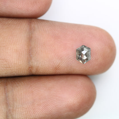 0.72 CT Salt And Pepper Elongated Hexagon Shape Natural Diamond For Engagement Ring - JayKrishna Diamond