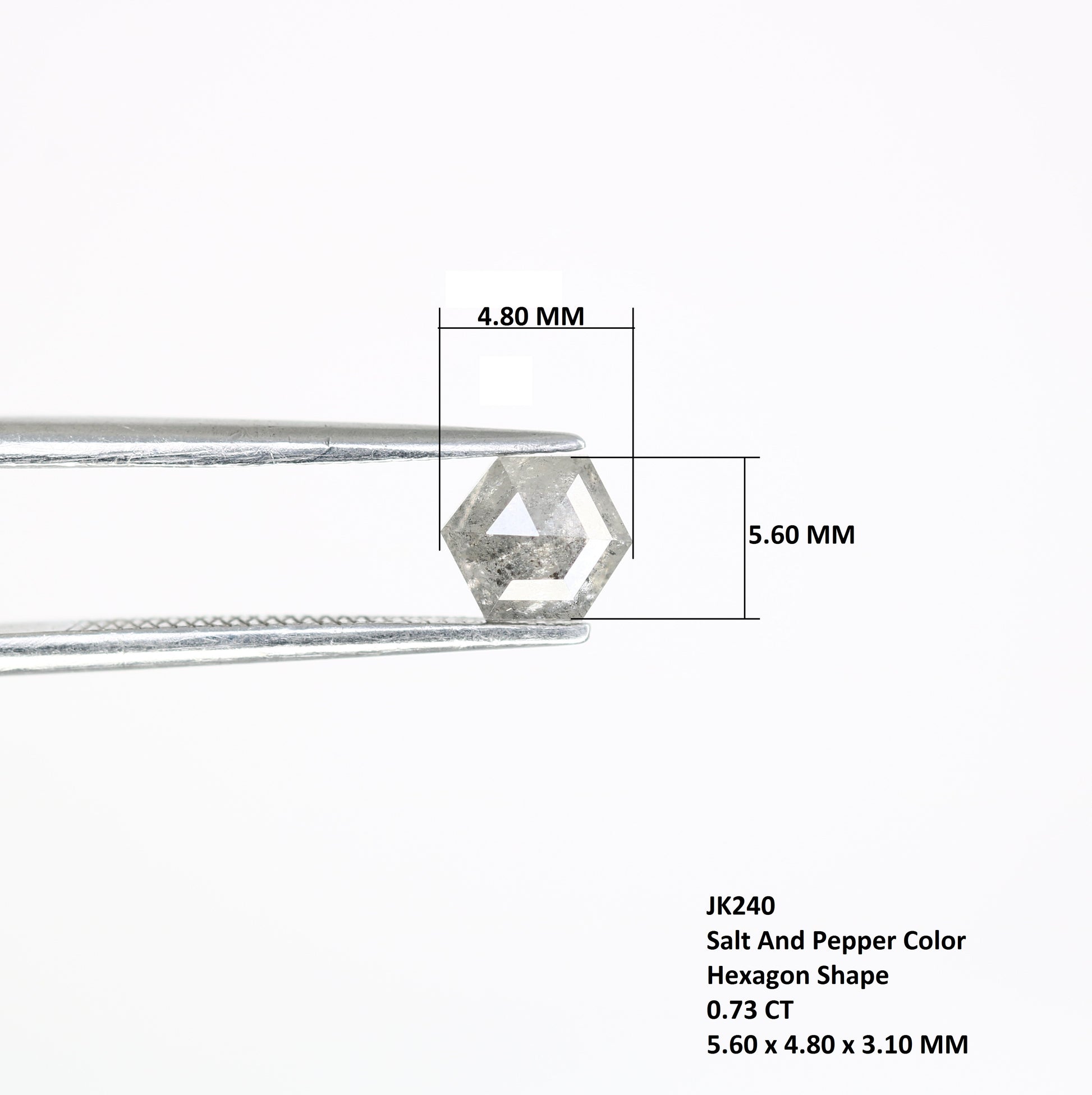 0.73 Carat Hexagon Cut Loose Salt And Pepper Diamond For Engagement Ring - JayKrishna Diamond