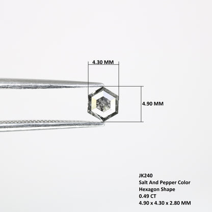 0.49 Ct 4.90 MM Loose Salt And Pepper Hexagon Shaped Diamond For Wedding Ring - JayKrishna Diamond
