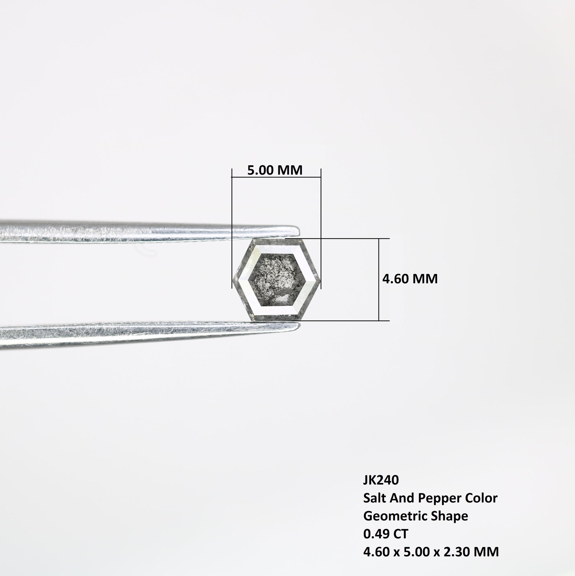 0.49 CT Salt And Pepper 4.60 MM Geometric Shape Diamond For Statement Ring - JayKrishna Diamond