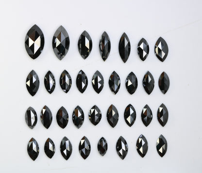 0.14 CT to 1.02 CT Natural Black Marquise Shape Loose Salt and Pepper Diamonds for Engagement Rings, Custom Jewelry, and Stylish Bracelets - JayKrishna Diamond