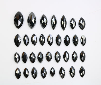 0.14 CT to 1.02 CT Natural Black Marquise Shape Loose Salt and Pepper Diamonds for Engagement Rings, Custom Jewelry, and Stylish Bracelets - JayKrishna Diamond