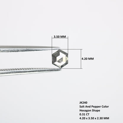 0.31 Carat Salt and Pepper 4.20 MM Hexagon Shape Diamond – Perfect for Proposal Rings | Unique Salt and Pepper Hexagon Diamond - JayKrishna Diamond