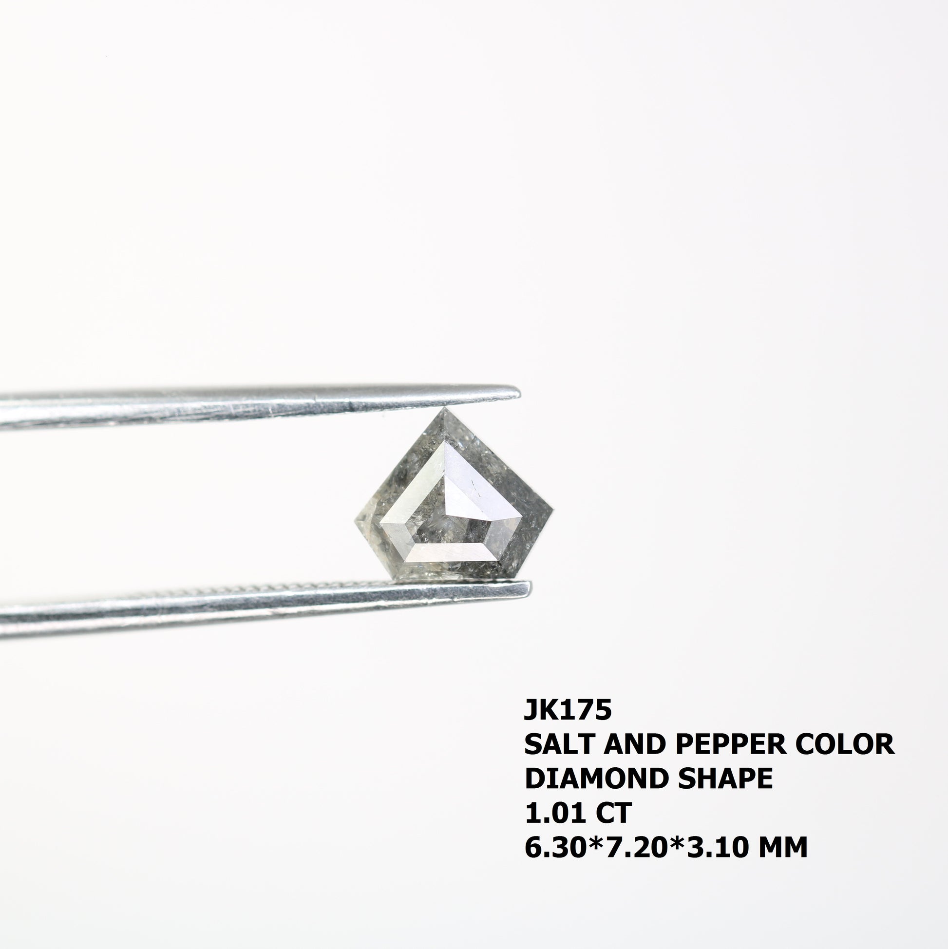 1.01 CT Diamond Shape Salt And Pepper Loose Diamond For Engagement Ring - JayKrishna Diamond