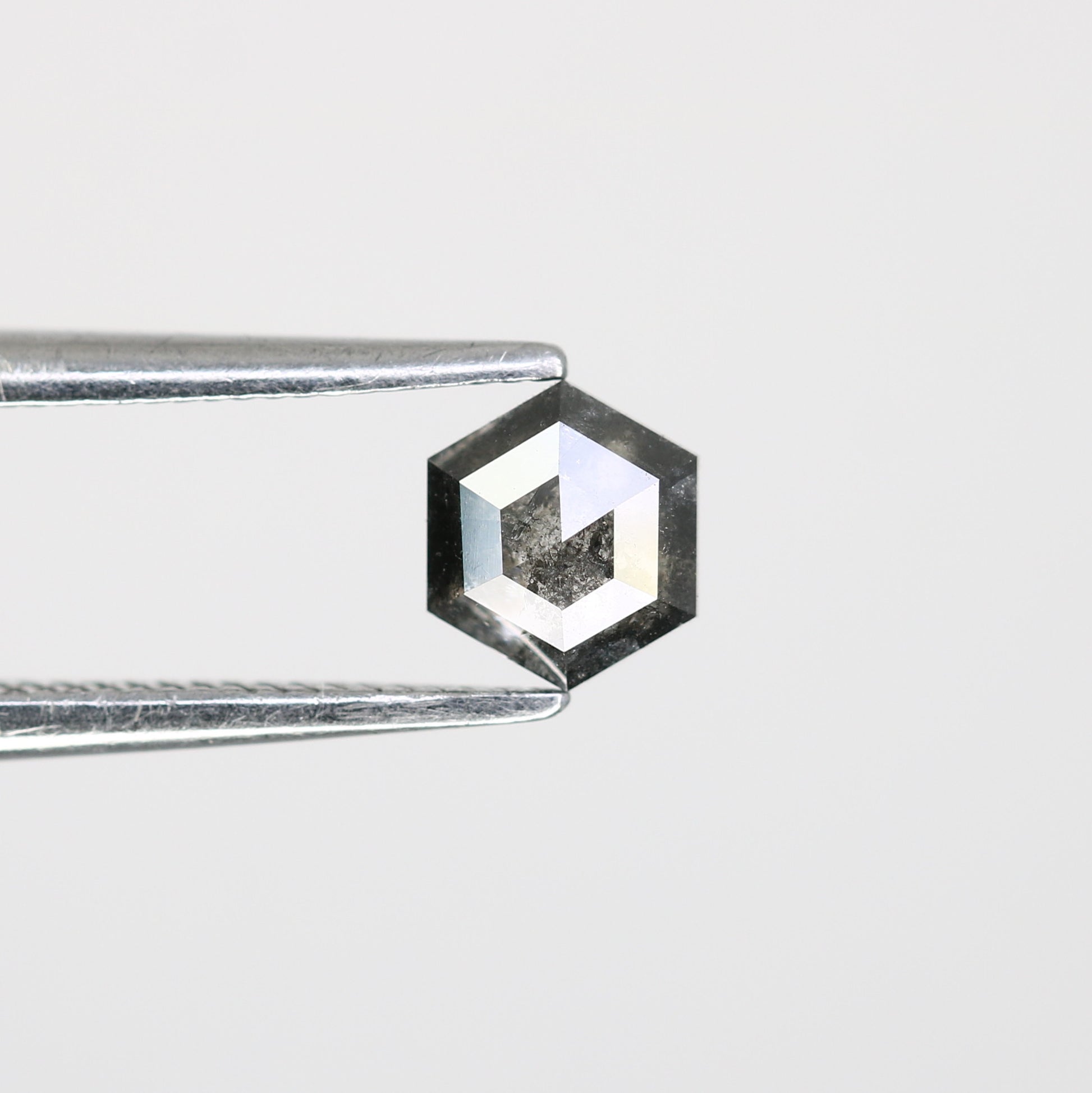 0.50 CT Salt And Pepper Hexagon Shaped 5.20 MM Diamond For Promise Ring - JayKrishna Diamond
