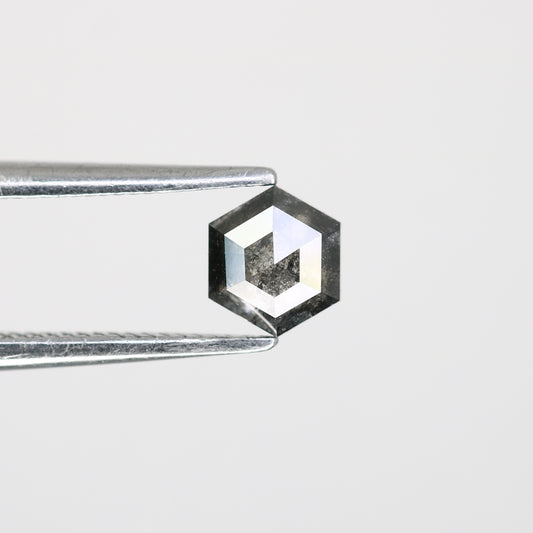0.50 CT Salt And Pepper Hexagon Shaped 5.20 MM Diamond For Promise Ring - JayKrishna Diamond