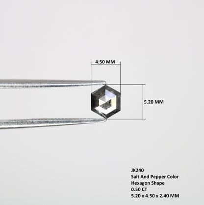 0.50 CT Salt And Pepper Hexagon Shaped 5.20 MM Diamond For Promise Ring - JayKrishna Diamond