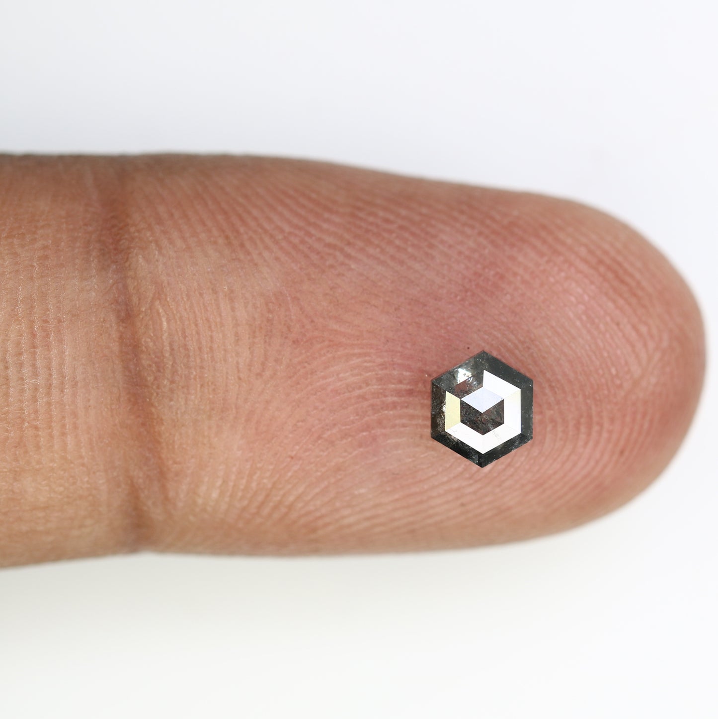 0.50 CT Salt And Pepper Hexagon Shaped 5.20 MM Diamond For Promise Ring - JayKrishna Diamond
