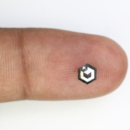 0.50 CT Salt And Pepper Hexagon Shaped 5.20 MM Diamond For Promise Ring - JayKrishna Diamond