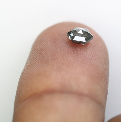 0.50 CT Salt And Pepper Hexagon Shaped 5.20 MM Diamond For Promise Ring - JayKrishna Diamond