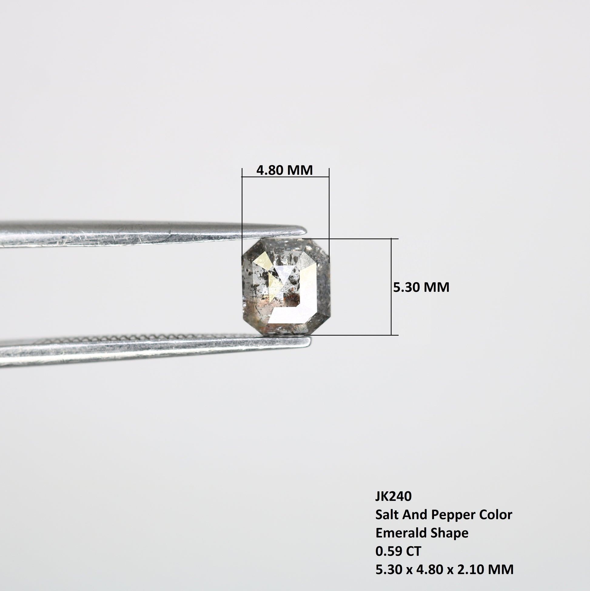 0.59 CT Emerald-Shaped Salt and Pepper Diamond – Elegant Loose Gem for Unique Engagement Rings - JayKrishna Diamond
