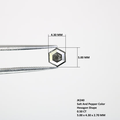 0.50 CT Hexagon Shape 5.00 MM Salt And Pepper Natural Diamond For Engagement Ring - JayKrishna Diamond