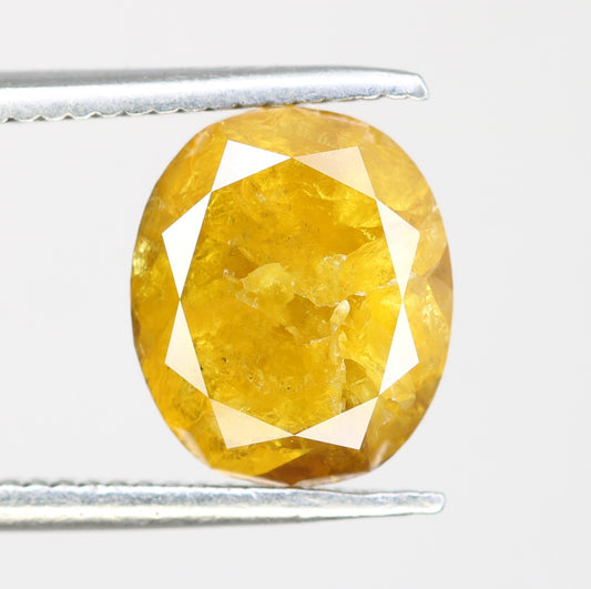 3.07 Carat Oval Shape Loose Natural Rustic Yellow Color Diamond - JayKrishna Diamond