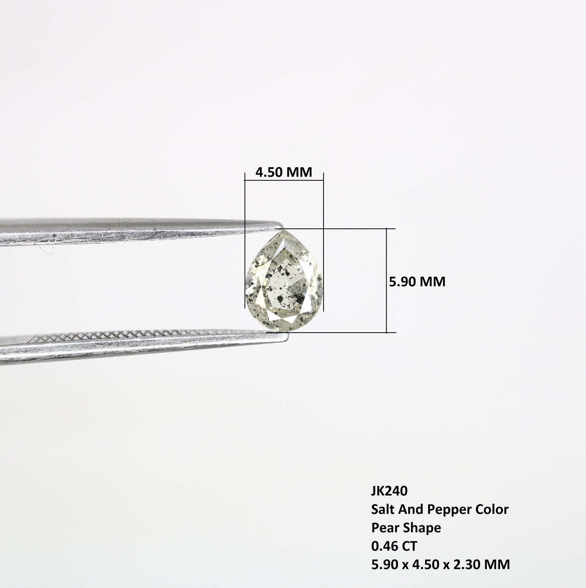 0.46 CT Natural Pear Shape 5.90 MM Salt And Pepper Diamond | Loose Diamond for Engagement Ring - JayKrishna Diamond