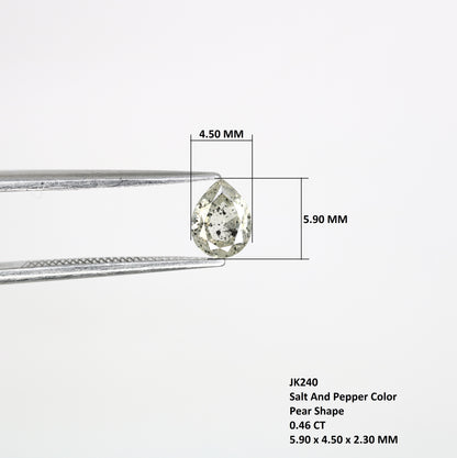 0.46 CT Natural Pear Shape 5.90 MM Salt And Pepper Diamond | Loose Diamond for Engagement Ring - JayKrishna Diamond