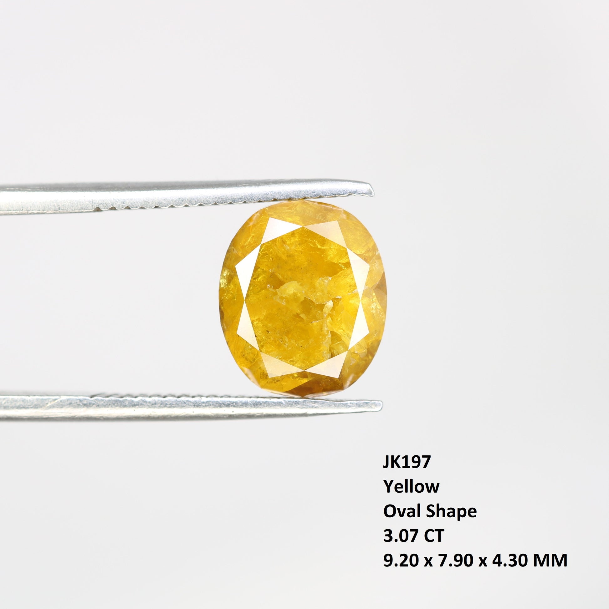 3.07 Carat Oval Shape Loose Natural Rustic Yellow Color Diamond - JayKrishna Diamond
