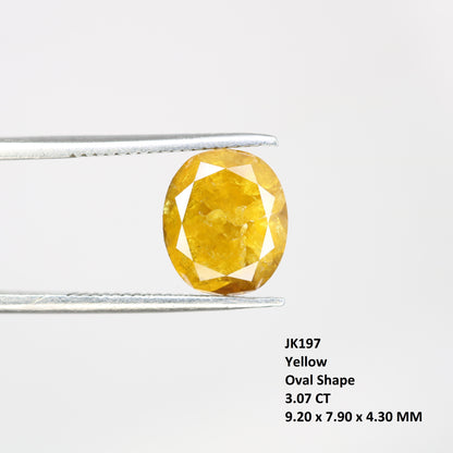 3.07 Carat Oval Shape Loose Natural Rustic Yellow Color Diamond - JayKrishna Diamond