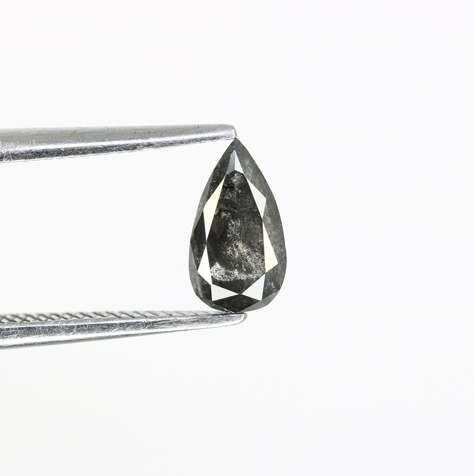 0.70 CT 7.30 MM Pear Shape Salt And Pepper Diamond For Engagement Ring - JayKrishna Diamond
