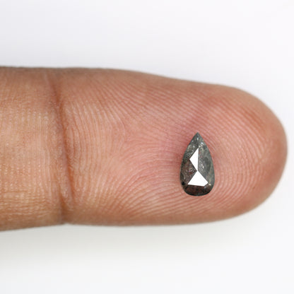 0.70 CT 7.30 MM Pear Shape Salt And Pepper Diamond For Engagement Ring - JayKrishna Diamond