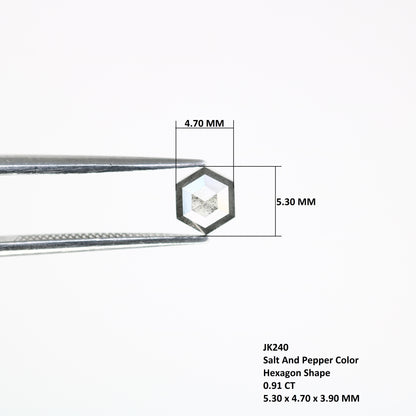 0.91 CT Hexagon Shape 5.30 MM Salt And Pepper Diamond For Engagement Ring - JayKrishna Diamond