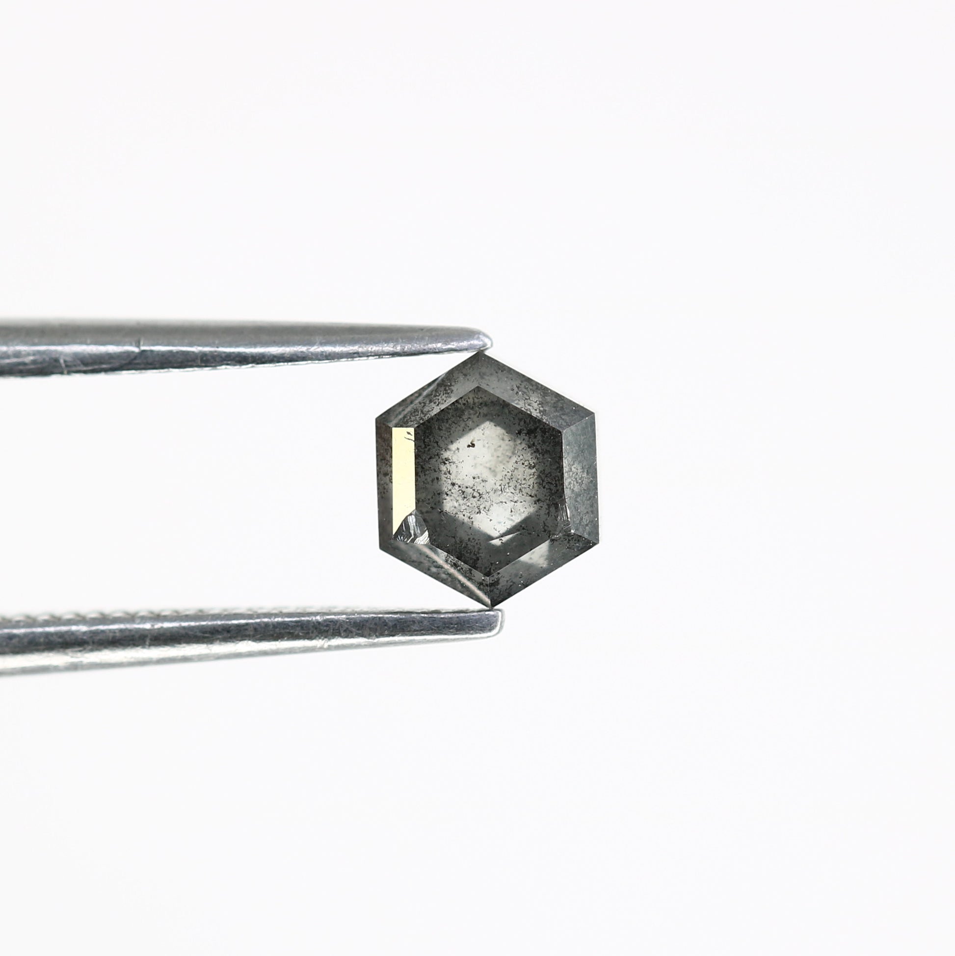 0.91 CT Hexagon Shape 5.30 MM Salt And Pepper Diamond For Engagement Ring - JayKrishna Diamond
