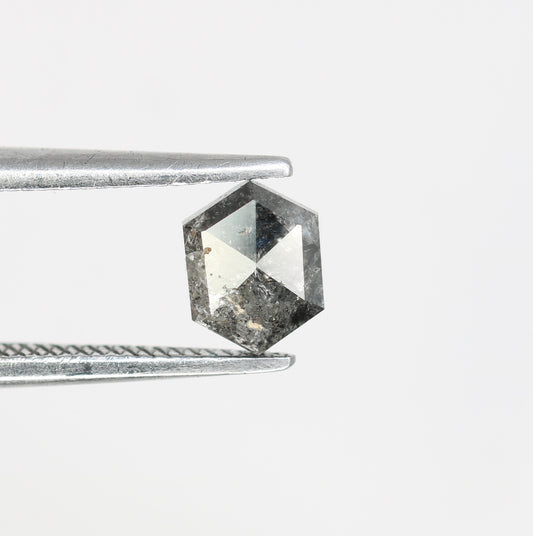 0.53 CT Elongated Hexagon Shape Salt And Pepper Diamond For Engagement Ring - JayKrishna Diamond