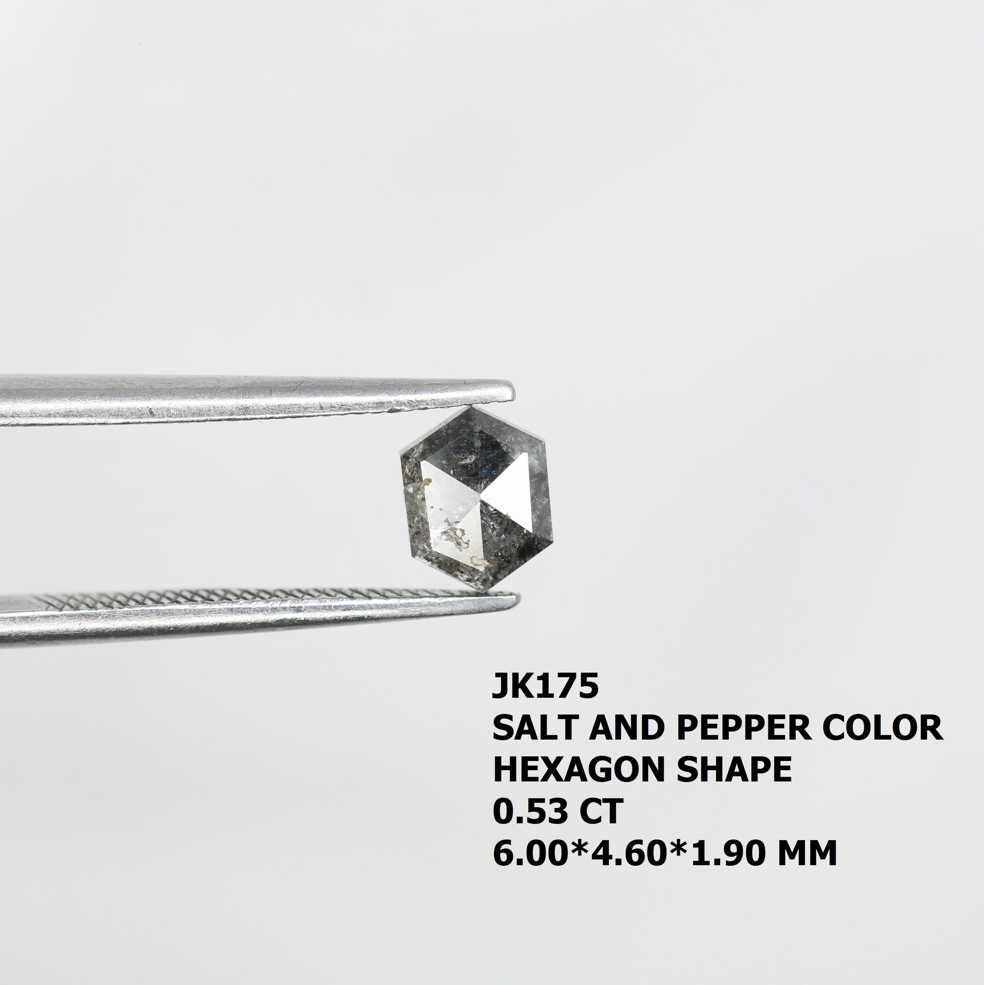 0.53 CT Elongated Hexagon Shape Salt And Pepper Diamond For Engagement Ring - JayKrishna Diamond