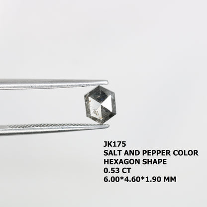 0.53 CT Elongated Hexagon Shape Salt And Pepper Diamond For Engagement Ring - JayKrishna Diamond