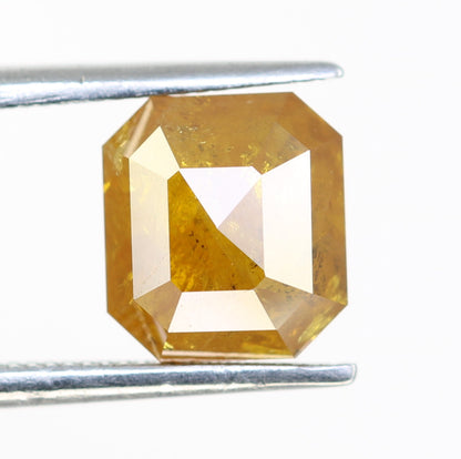 2.61 Carat Natural Loose Emerald Shape Yellow Color Rustic Diamond - JayKrishna Diamond