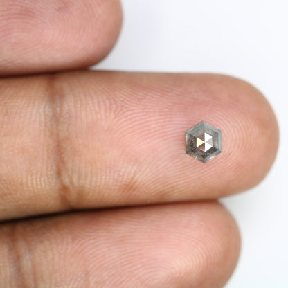 0.91 CT Hexagon Shape 5.30 MM Salt And Pepper Diamond For Engagement Ring - JayKrishna Diamond