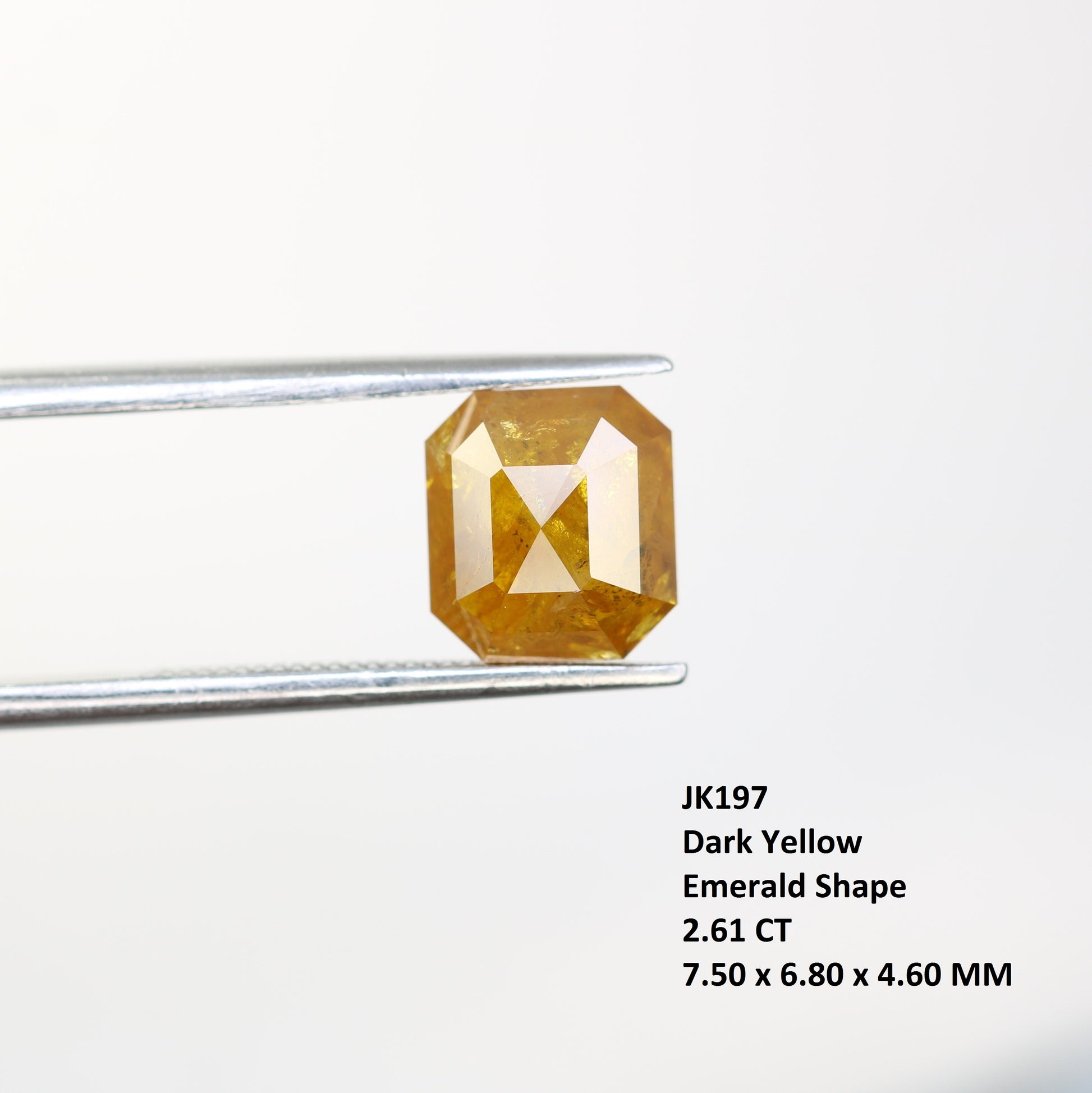 2.61 Carat Natural Loose Emerald Shape Yellow Color Rustic Diamond - JayKrishna Diamond