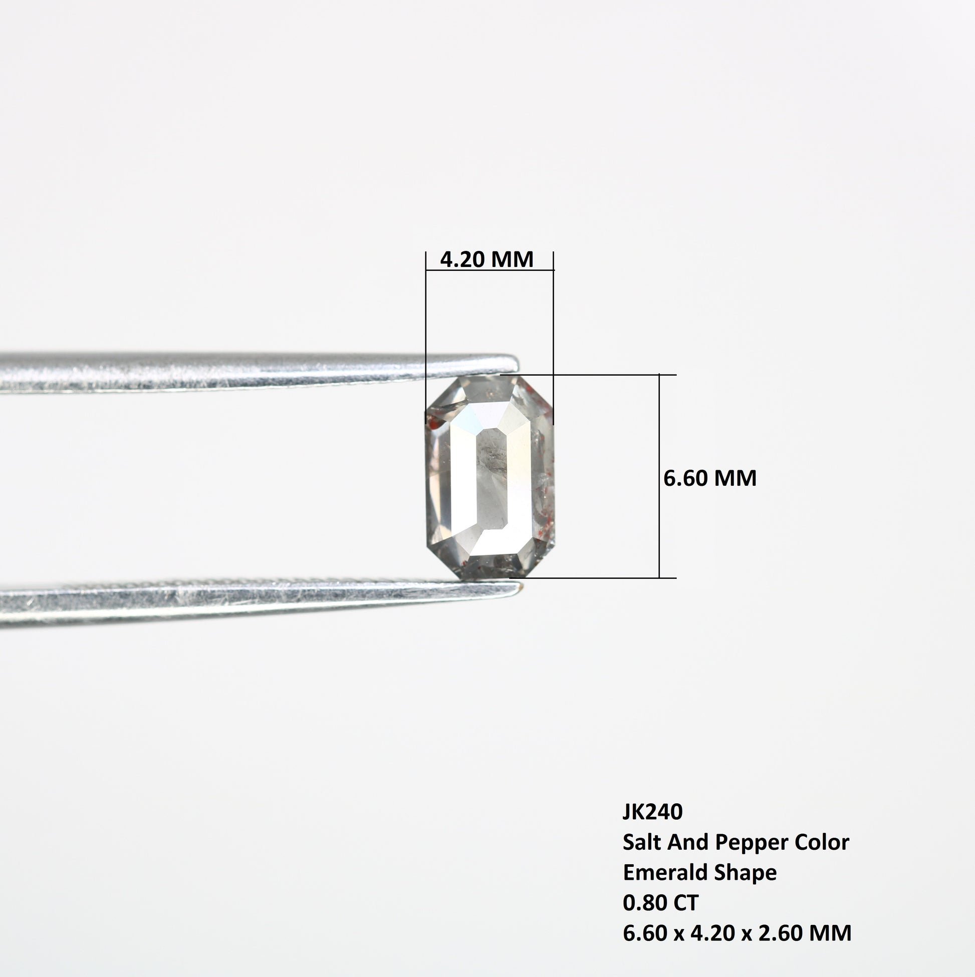 0.80 CT 6.60 MM Emerald Shape Salt And Pepper Diamond For Engagement Ring - JayKrishna Diamond