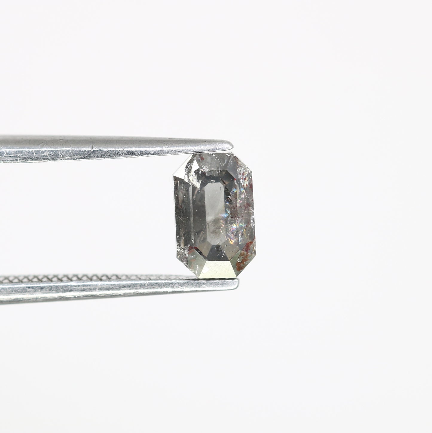 0.80 CT 6.60 MM Emerald Shape Salt And Pepper Diamond For Engagement Ring - JayKrishna Diamond