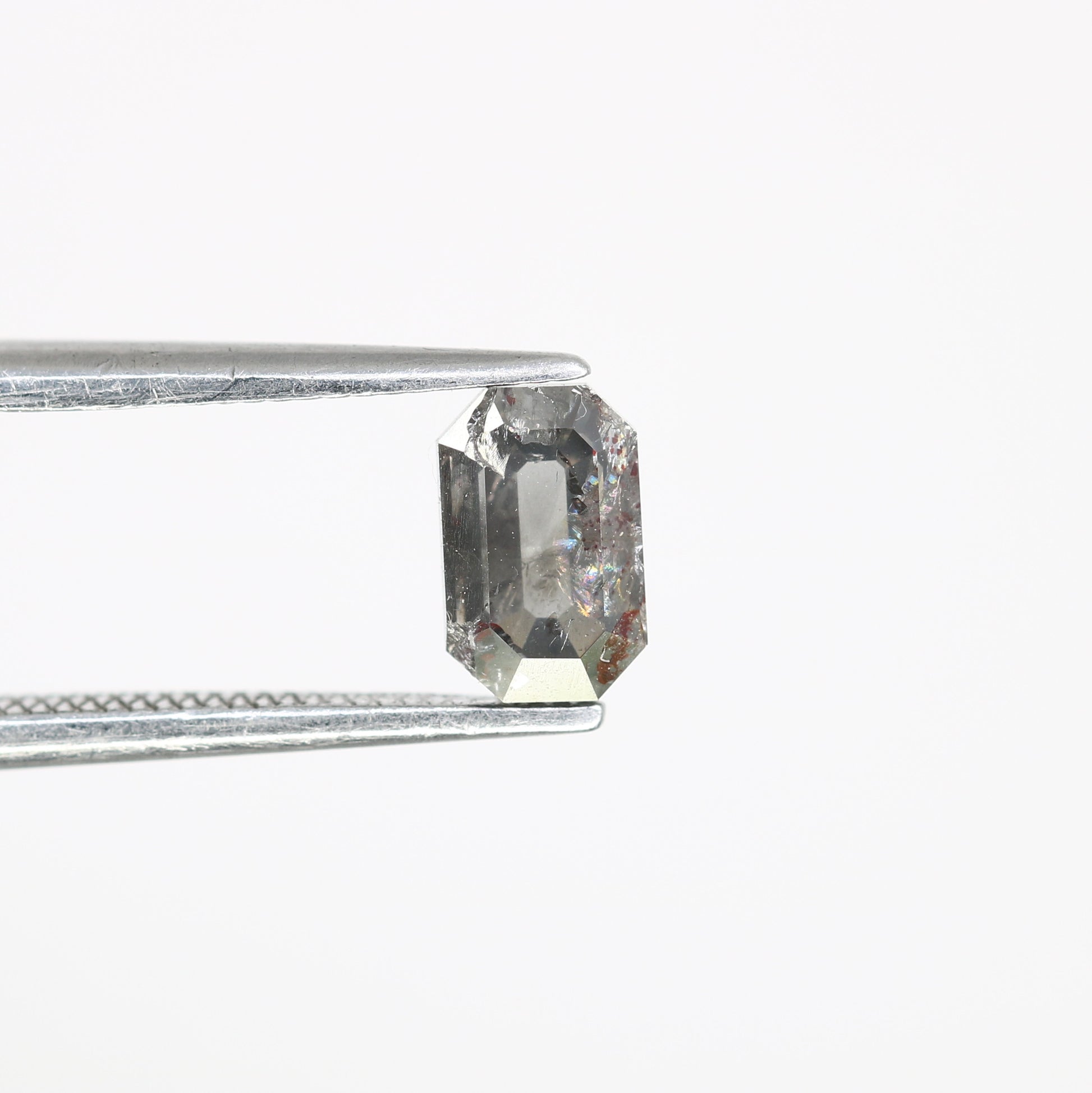 0.80 CT 6.60 MM Emerald Shape Salt And Pepper Diamond For Engagement Ring - JayKrishna Diamond