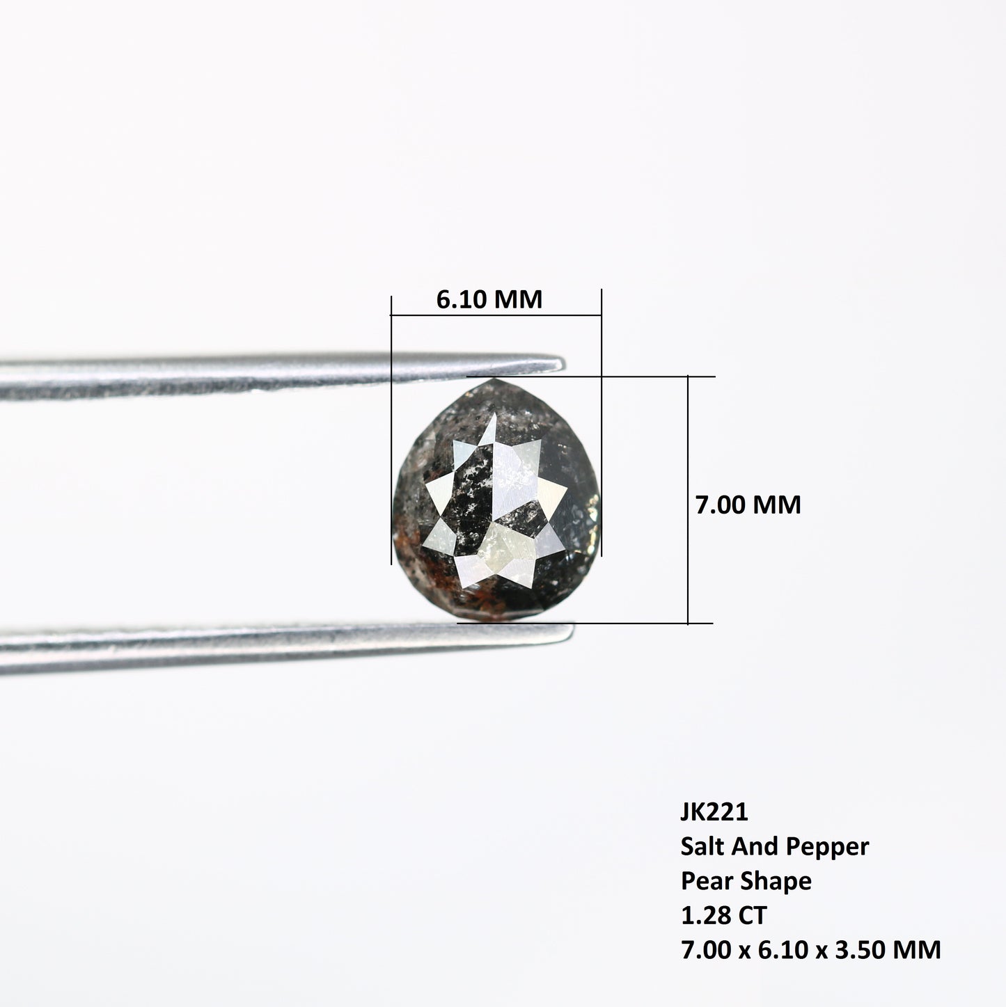 1.28 CT Pear Shape Salt And Pepper Diamond For Engagement Ring - JayKrishna Diamond